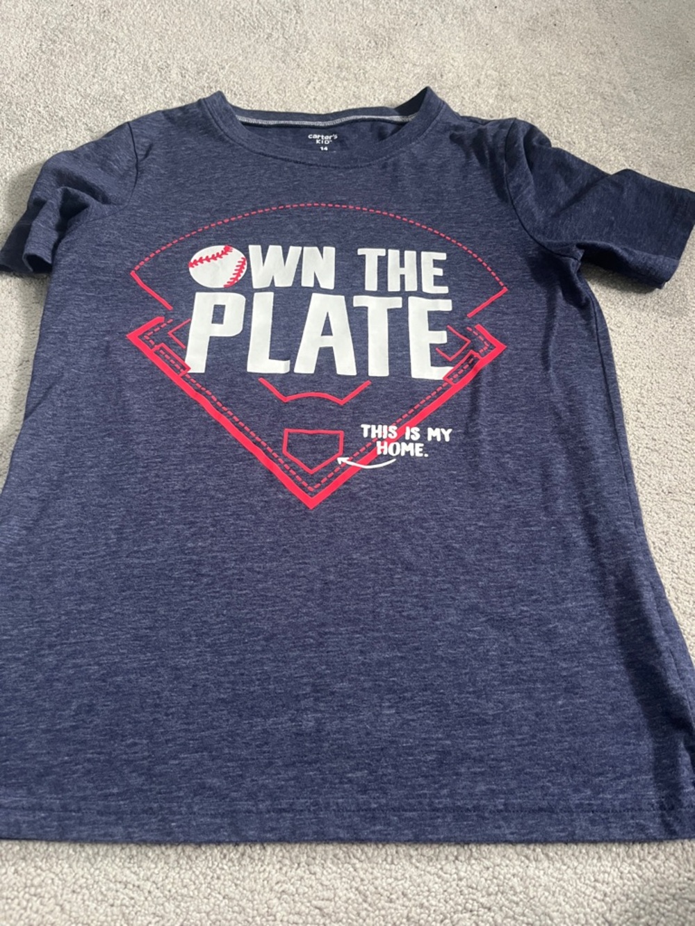 Carter's Navy Blue 'Own The Plate' Graphic Tee with Red Accents